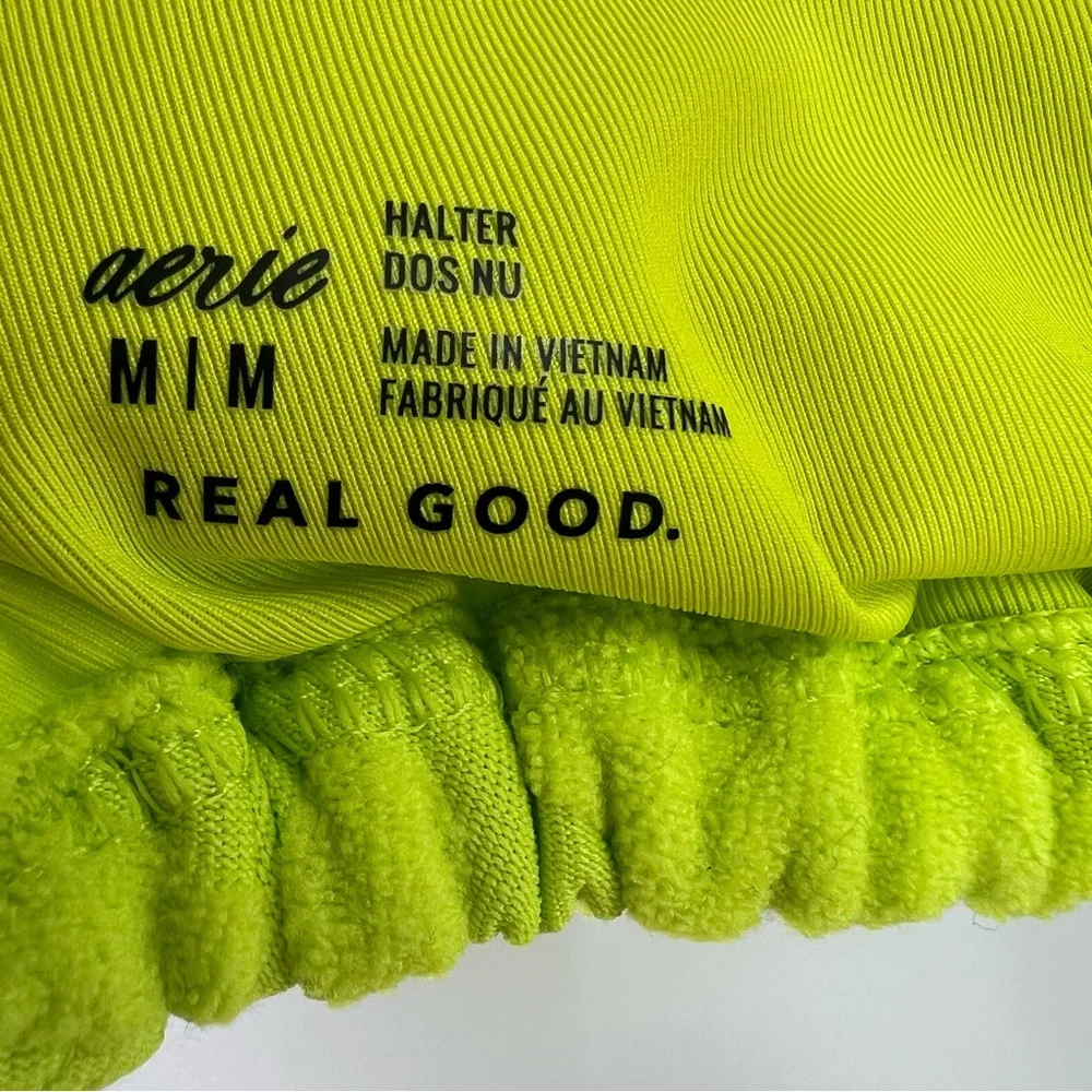 Aerie NWT Terry Triangle Bikini Top in Lime Slush